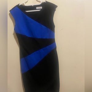 Calvin Klein Womens Structured Dress with  Blue Color Block